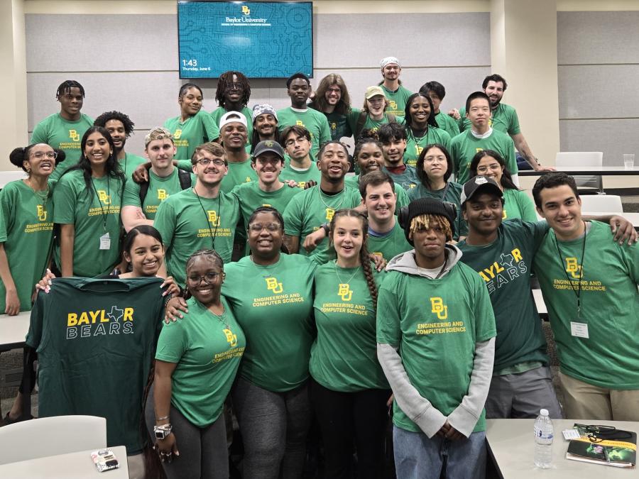 2024 Spectrum Sizzle participants wearing Baylor t-shirt at the end of the workshop.